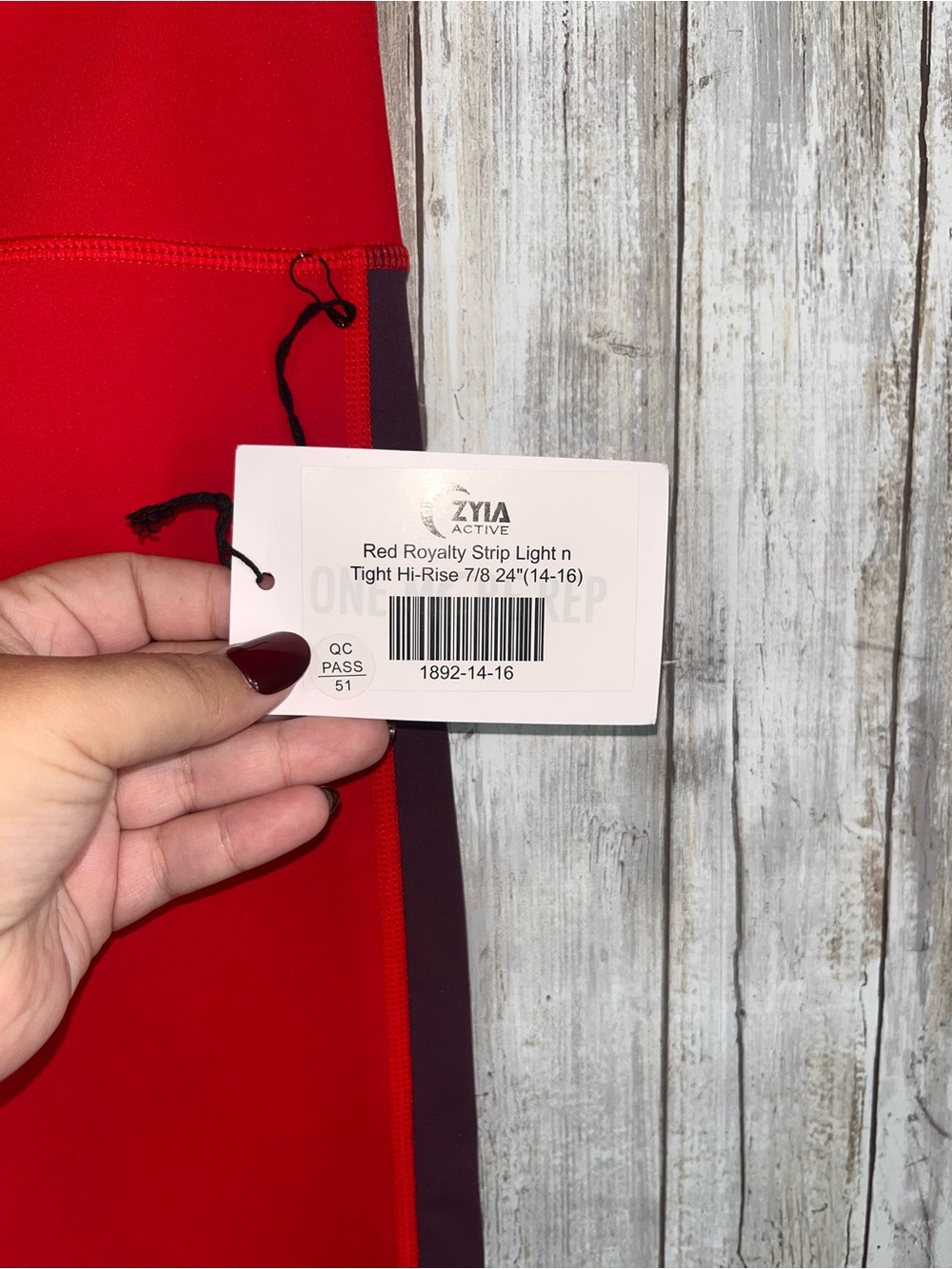 NWT ZYIA Red Royalty Stripe Light n Tight Hi Rise Leggings 14-16 - Picture 6 of 8